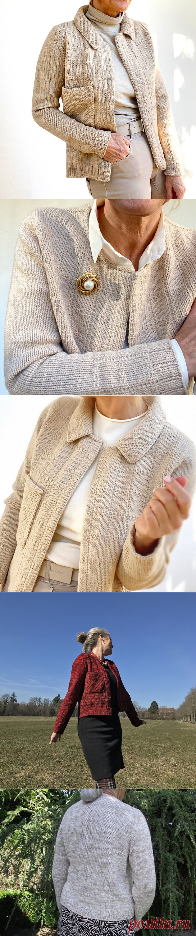 Вязаный спицами жакет в стиле Шанель Big Check | Вяжут мамы и не только | Яндекс Дзен