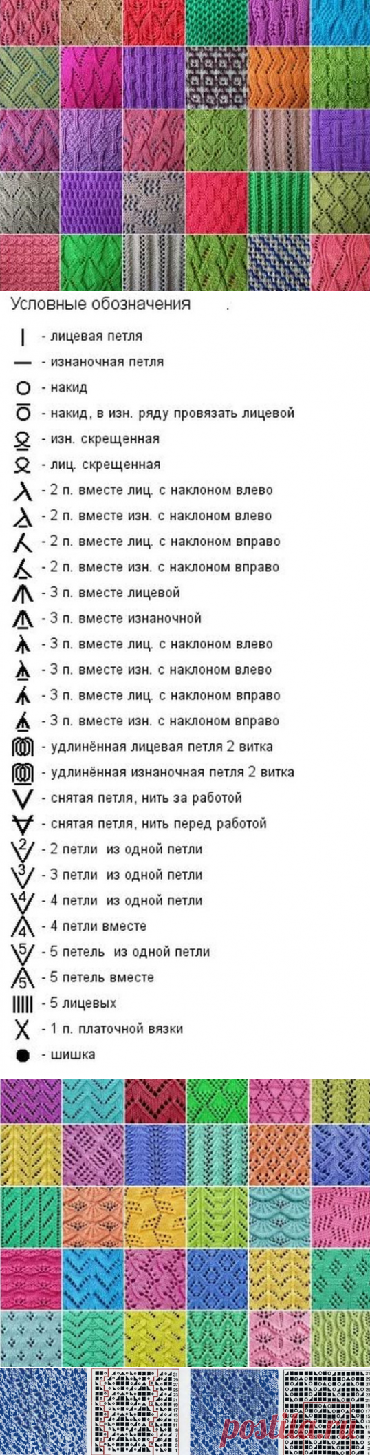 Как читать схемы вязания спицами... Эти обозначения быстро запоминаются даже после первого провязанного узора!
