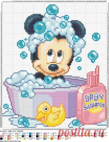 Вышивка Микки Маус и его друзья. Схемы для вышивки мультяшных героев |