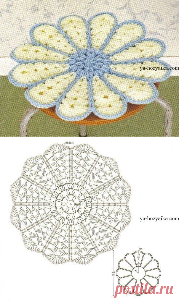 Коврик крючком для стула. Вязание крючком коврики на стулья схемы