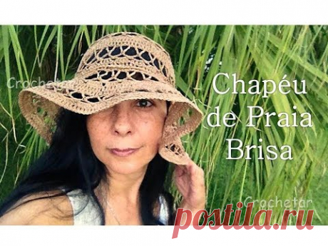 Chapéu de Praia Brisa crochê - Professora Maria Rita