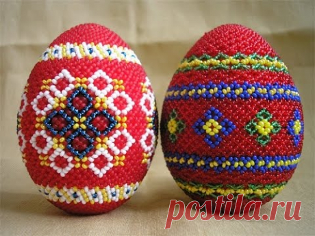 Пасхальные яйца из бисера  Схемы плетения