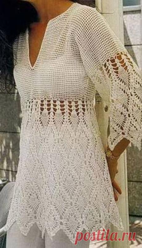 Удлиненная туника крючком схема. Вяжем ажурную тунику крючком схема | Домоводство для всей семьи