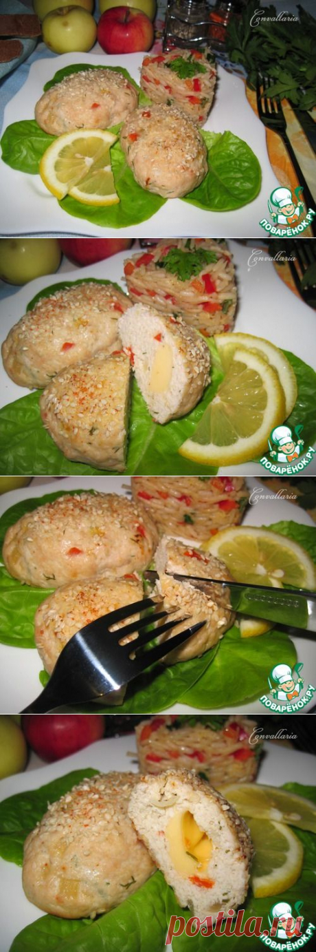 Куриные котлеты с яблоком, болгарским перцем и сыром - кулинарный рецепт