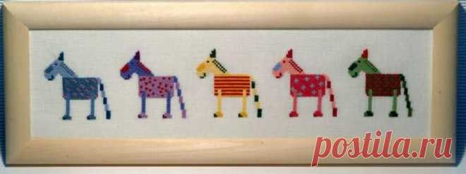 Примитив.Лошадки. Вышивка крестом