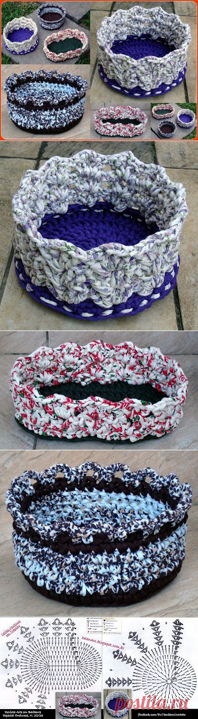 EU TAMBÉM CROCHETO...: Três Cestos Multiuso