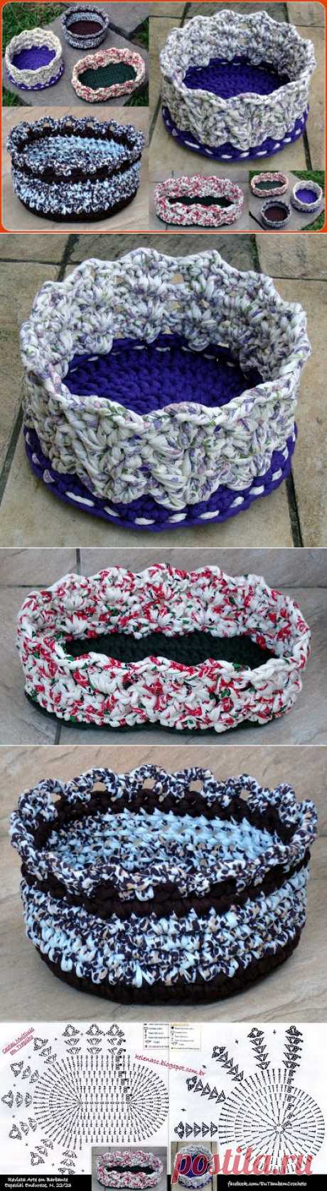 EU TAMBÉM CROCHETO...: Três Cestos Multiuso