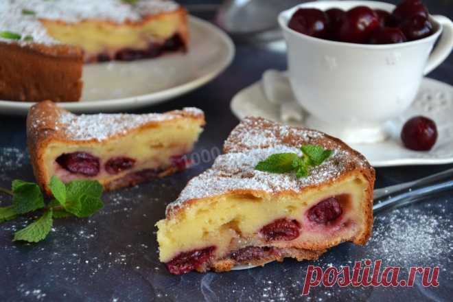 Заливной английский пирог с вишней рецепт с фото пошагово и видео - 1000.menu