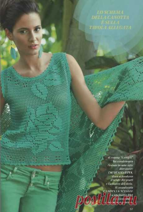 Вязание крючком филейной кофточки, Mani di Fata, 6, 2014