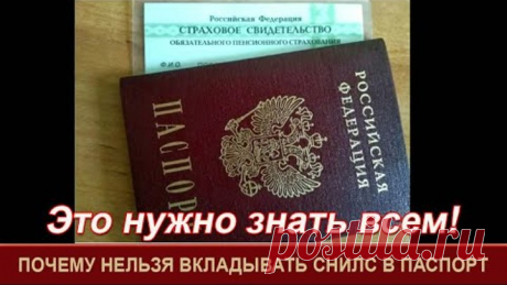Почему нельзя вкладывать СНИЛС в паспорт=Важно!