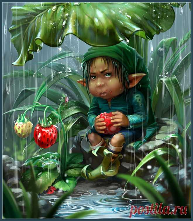 Гномы, земляника