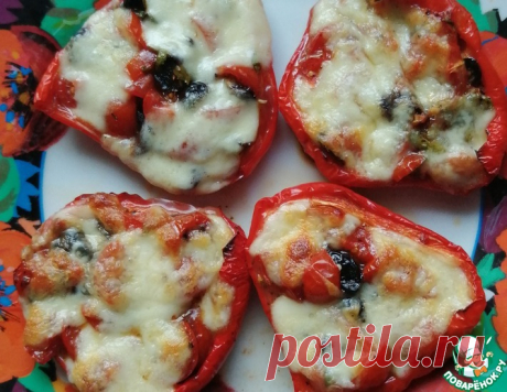 Запечённый перец с помидорами и моцареллой – кулинарный рецепт