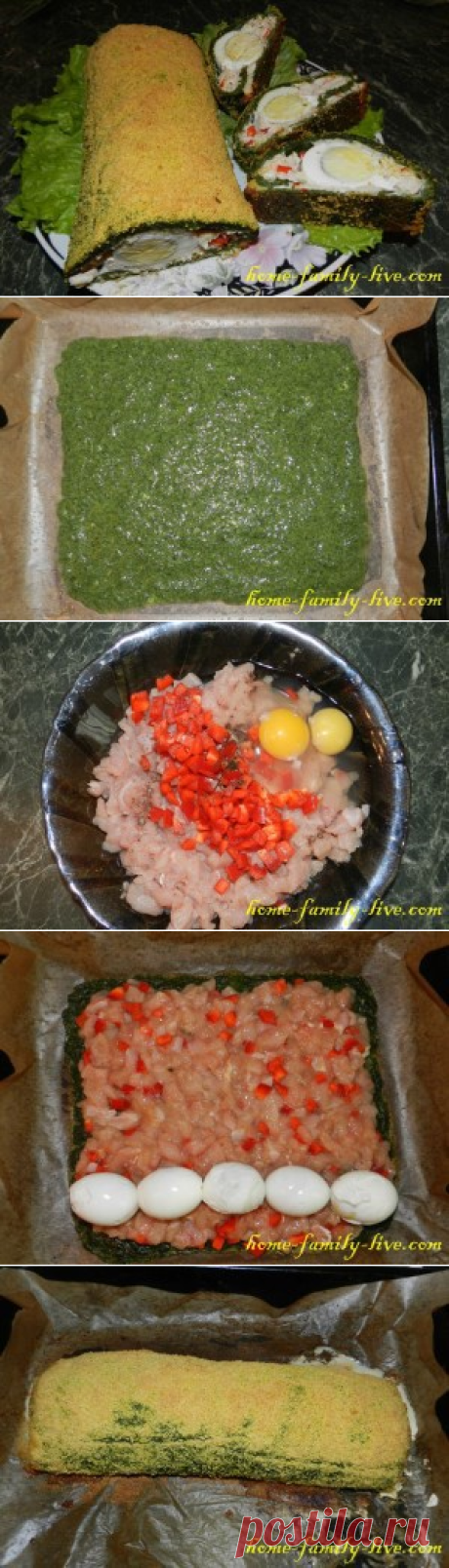 Рулет из куриной грудки со шпинатом - рецепт с фотоКулинарные рецепты