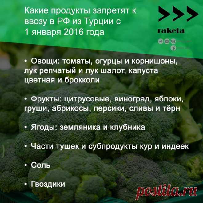 Продукты, запрещенные к ввозу в РФ из Турции