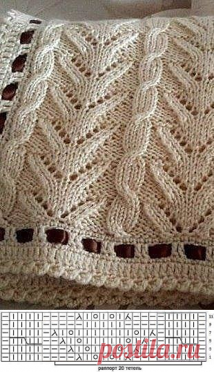 КРАСИВЫЙ УЗОР ДЛЯ ПЛЕДА СПИЦАМИ