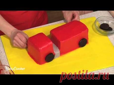 3D торт Пожарная машина – видео-рецепт - простое изготовление оригинального 3D торта, видео-рецепт с подробным описанием