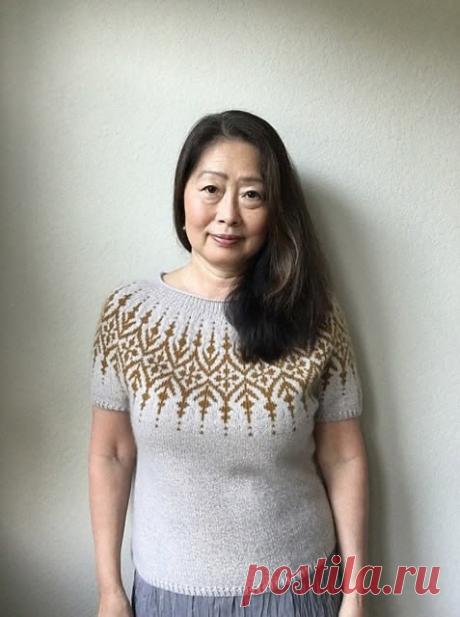 Пост на стене #вязание #спицы #джемпер #круглая_кокетка #жаккард