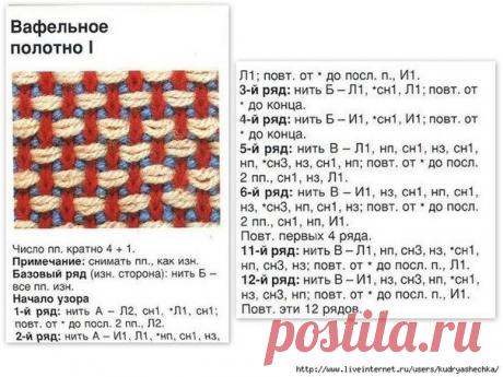 многоцветные узоры спицами.