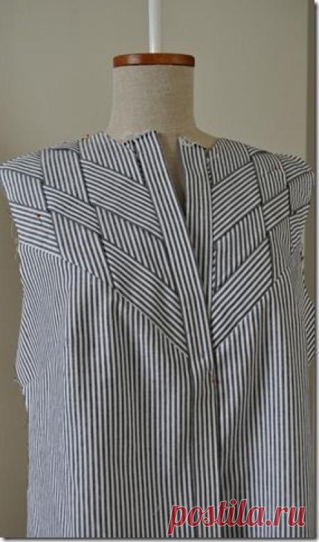 (6) Blouse with woven strips of fabric – part 5 (Sigrid - sewing projects)