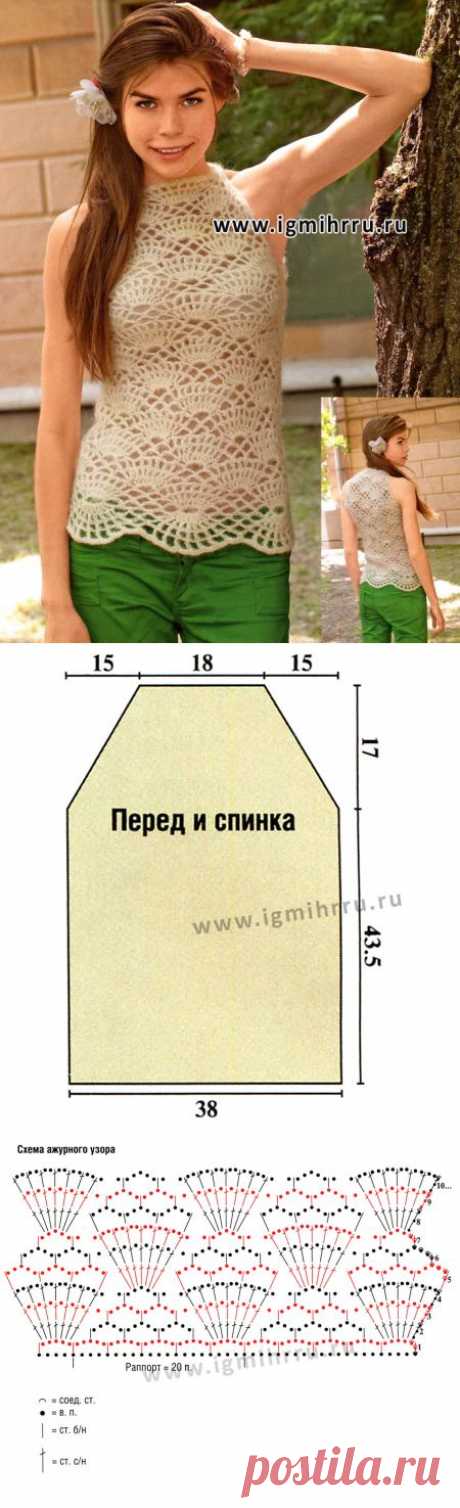 Светлый ажурный топ. Крючок
