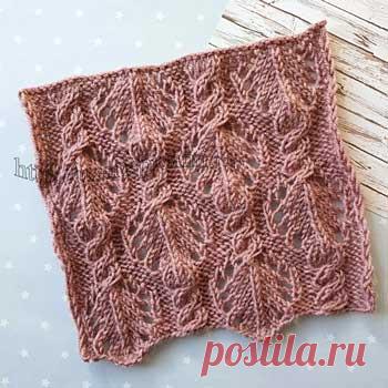 Красивый ажурный узор с косой спицами, схема узора + видео как связать         Красивый ажурный узор с косой спицами, схема узора + видео как связать   Раппорт узора составляет 20 петель + 2 петли до раппорта + 1 петля  после раппорта + 2 кромочные и 24 ряда.…