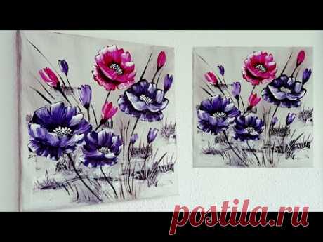 Blumen Malen Acryl leicht für Anfänger - Easy Flowers Acrylic Painting for Beginners