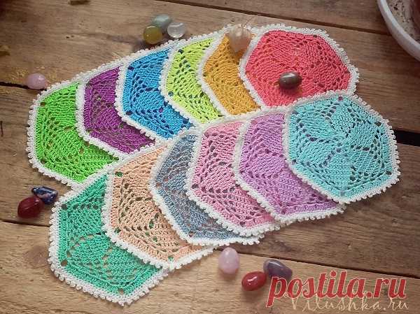 Маленькие салфетки крючком. Схема вязания на сайте