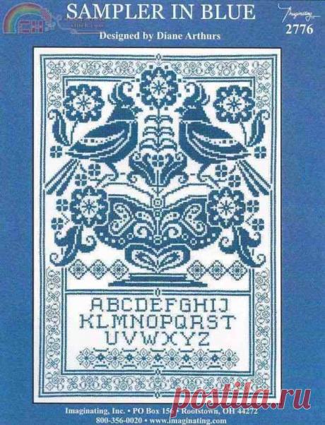 Воображение 2776 Sampler in Blue от Diane Arthurs-Вышивка крестом Связь / Загрузка (Не могу опубликовать только в новой теме) -Крест строчки Сканированные рисунки-PinDIY.com