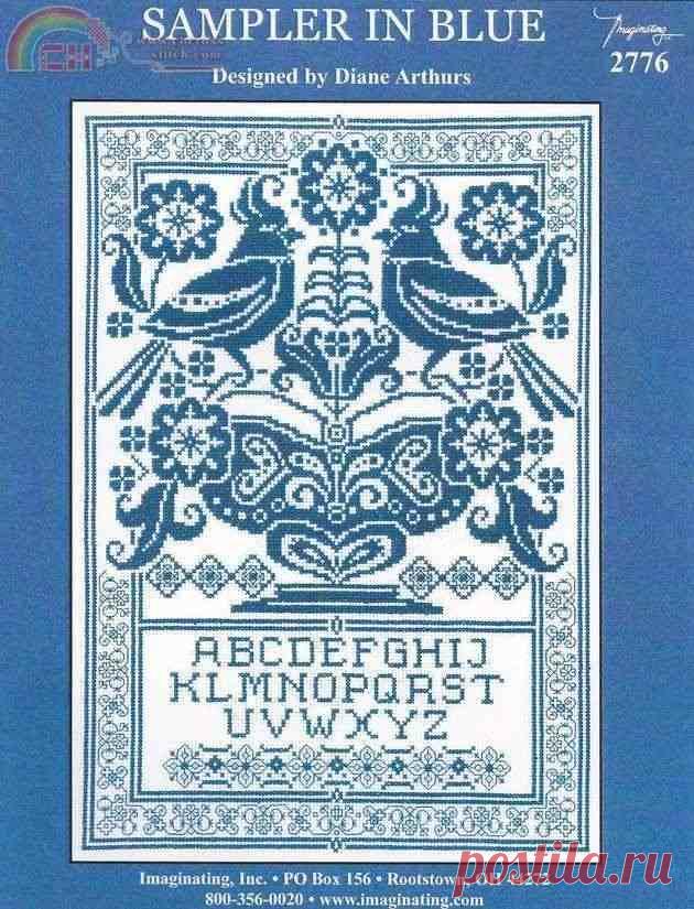 Воображение 2776 Sampler in Blue от Diane Arthurs-Вышивка крестом Связь / Загрузка (Не могу опубликовать только в новой теме) -Крест строчки Сканированные рисунки-PinDIY.com