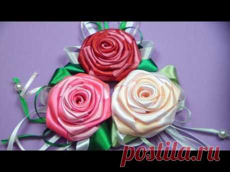 Как сделать РОЗЫ из Атласных Лент / ribbon rose Tutorial / ✿ NataliDoma - YouTube