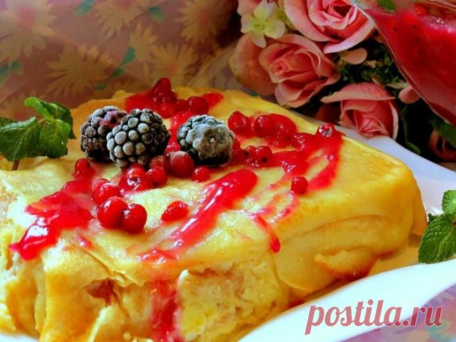 Блины с творогом и персиками — Sloosh – кулинарные рецепты