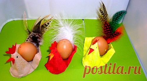 Hahn und Henne aus Eierkarton - Ostern-basteln - Meine Enkel und ich