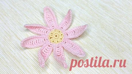 Мастер-класс по вязанию крючком розовой ромашки. | Повязули. Вязание крючком и вязание С2С. | Яндекс Дзен