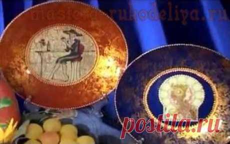 Мастера рукоделия - рукоделие для дома. Бесплатные мастер-классы, фото и видео уроки - Мастер-класс по декупажу на стекле: Создание фона на тарелках с помощью акриловых красок