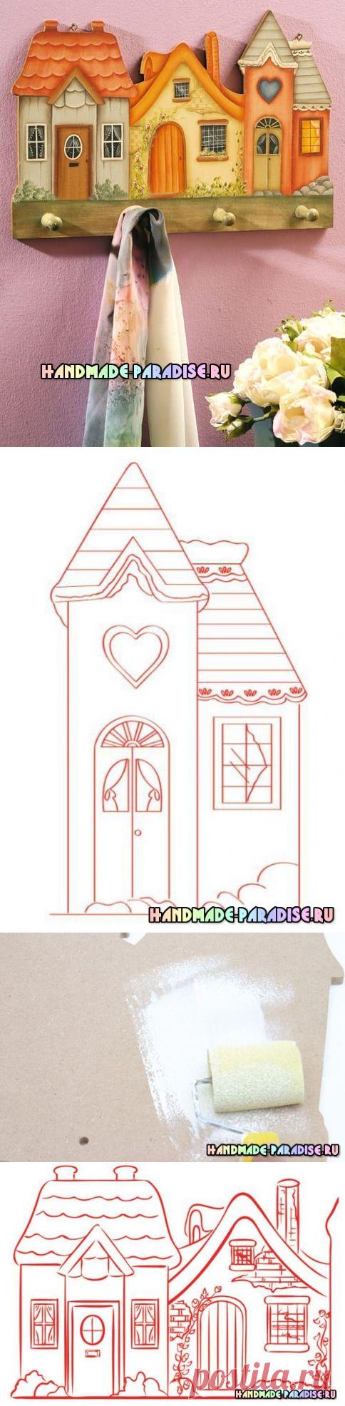 Вешалка из фанеры с росписью в стиле кантри - Handmade-Paradise