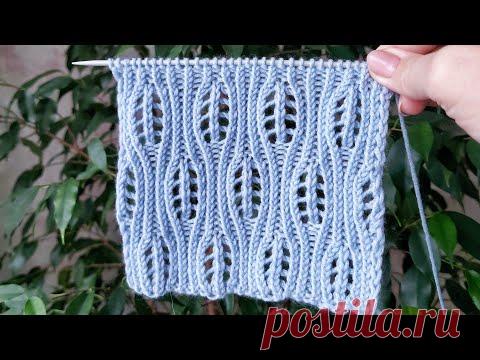 Шикарный ажурный узор на основе резинки 1 на 1 с лицевыми скрещенными петлями Очень красивый ажурный узор спицами на основе резинки 1 на 1 со скрещенными петлями. Изделия, связанные  данным узором, будут выглядеть элегантно. Можно испо...