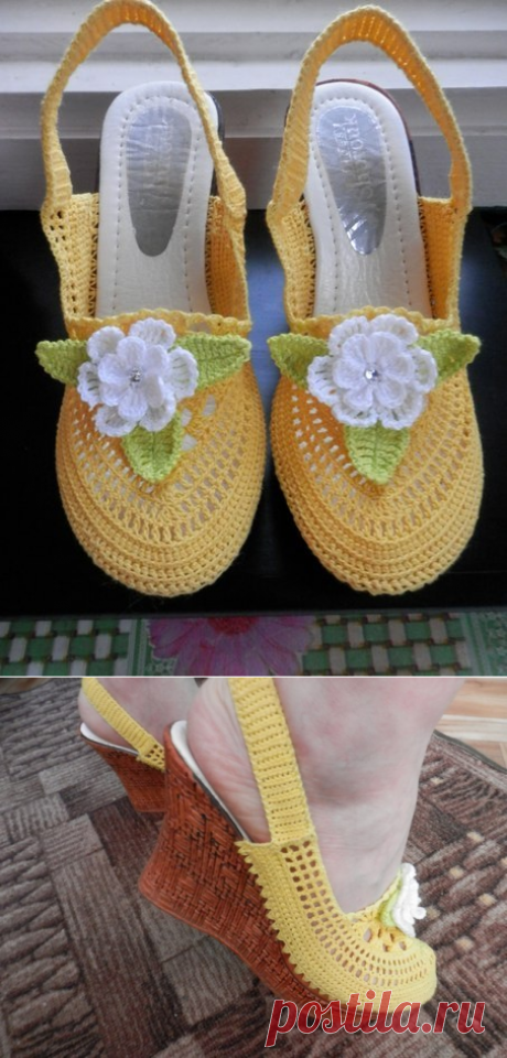 Босоножки обвязаны по мастер-классу Ольги Тарасовой