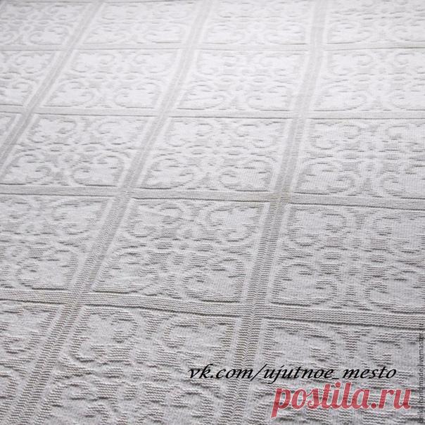 Плед спицами теневым узором