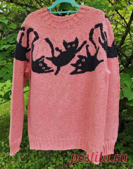 Свитер «Сумасшедшие кошки»...Crazy Cats Pullover by Maschenwunder Manja Vogelsang