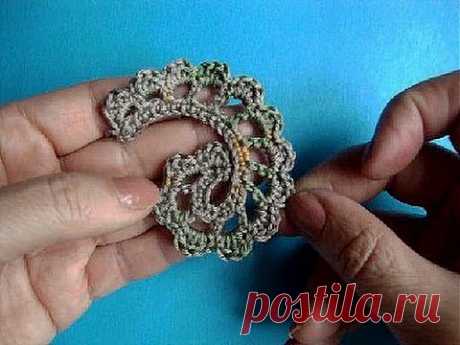 Вязание крючком ирландского кружева Урок 306 Howto Crochet Irich lace leafe - YouTube