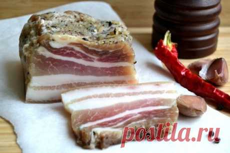 Простой рецепт соленой грудинки. Вкуснотища