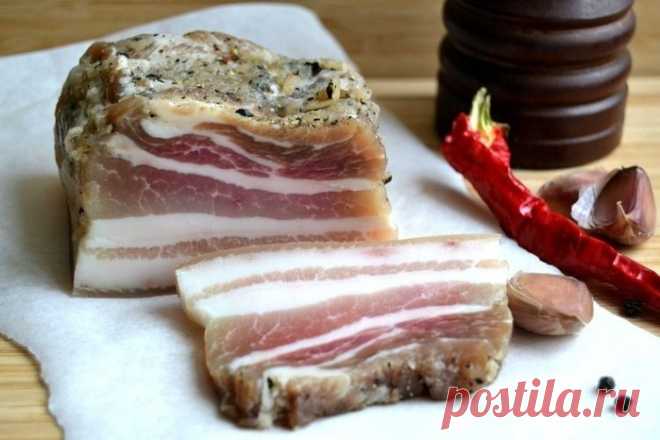 Простой рецепт соленой грудинки. Вкуснотища
