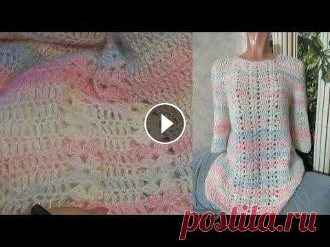 Как связать свитер или тунику с рукавом Погон от горловины крючком

летний кардиган крючком для полных