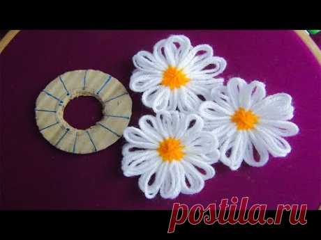 Hand Embroidery Amazing Trick# Sewing Hack With Hizab Pin# Easy Flower Embroidery Trick