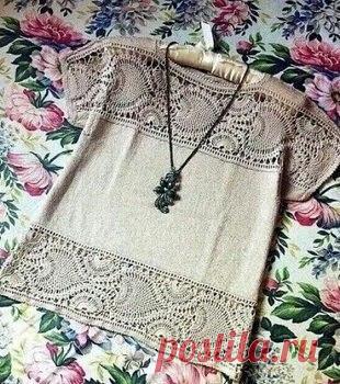 ТКАНЬ+ВЯЗАНАЯ ВСТАВОЧКА. КРЮЧОК