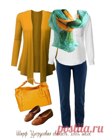 Батик шарф из натурального шелка "Цитрусовая свежесть" – купить в интернет-магазине на Ярмарке Мастеров с доставкой - E30OJRU | Архангельск