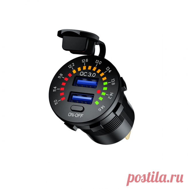 Dual usb car charger socket port with colourful digital voltmeter 12-24v qc 3.0 fast charging Sale - Banggood.com