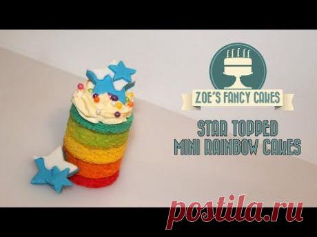 Mini rainbow cakes with star cake toppers - CakesDecor