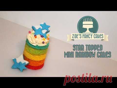 Mini rainbow cakes with star cake toppers - CakesDecor