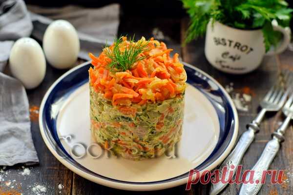 Салат Обжорка с мясом и солеными огурцами - рецепт с фото